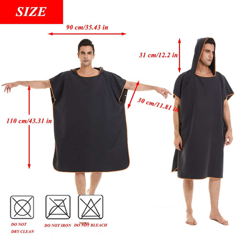 DS BS Changing Robe Towel with Hood - Black