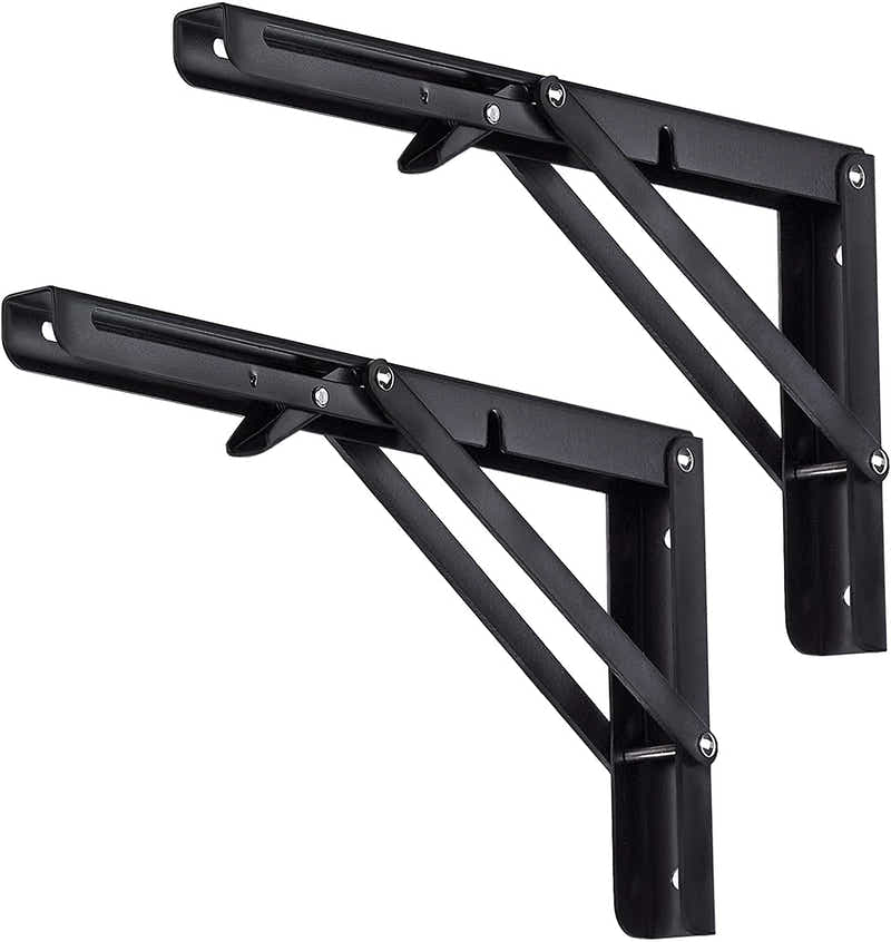 DS BS 2pcs Space Saving Wall Mounted DIY Folding Shelf Brackets-35x17cm