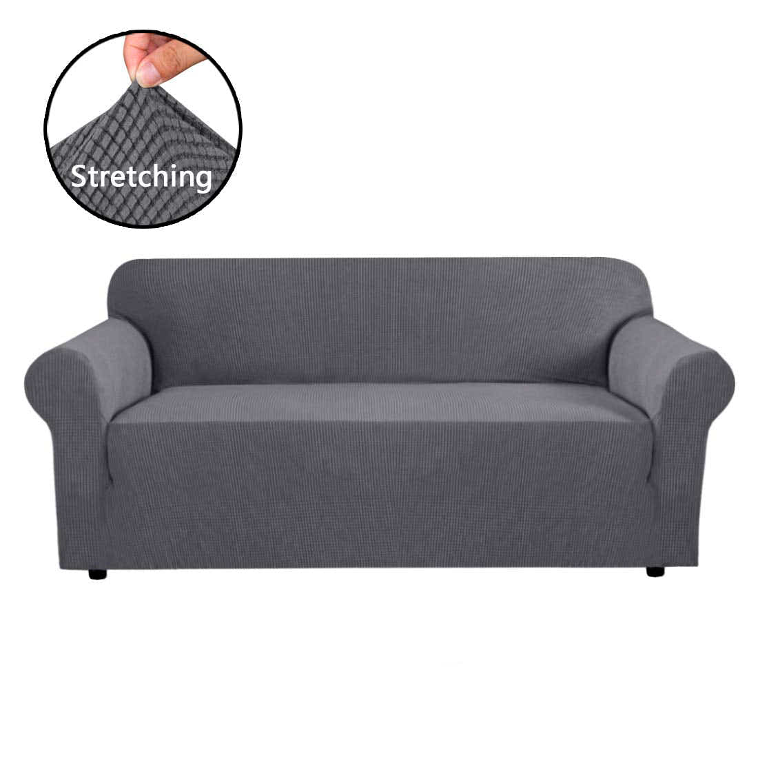 DS BS High Stretch Sofa Couch Slipcover Three Seat-Gray