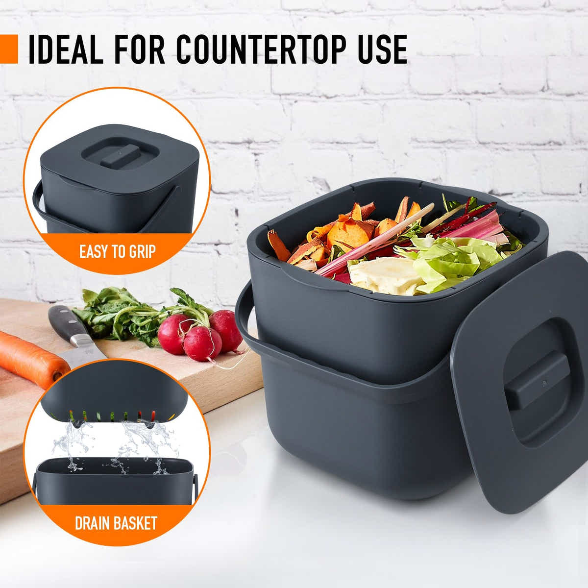 DS BD 7L Rubbish Waste Bin Trash Compost Dustbin Garbage Can Food Recycling