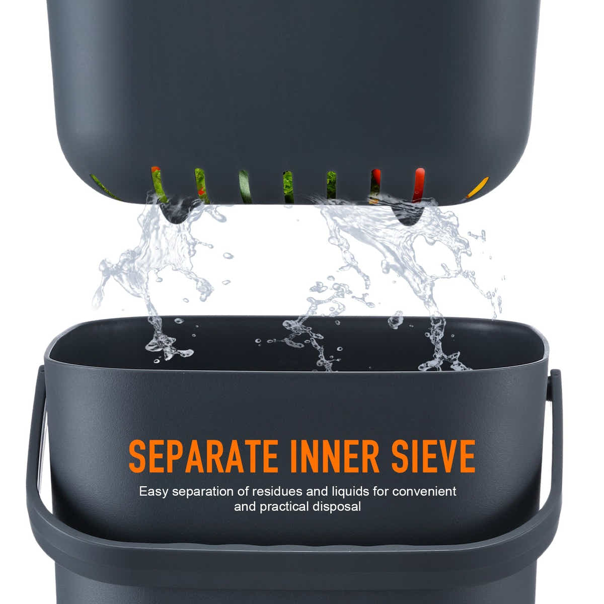 DS BD 7L Rubbish Waste Bin Trash Compost Dustbin Garbage Can Food Recycling