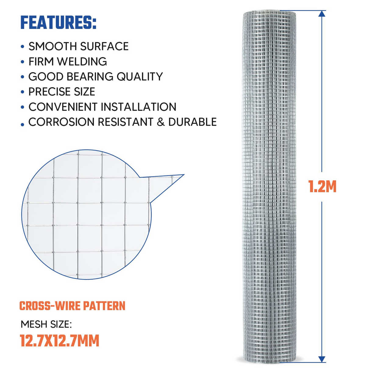 DS BD Hardware Cloth Galvanised Welded Wire Mesh Fence Roll Chicken 15mx1.2m