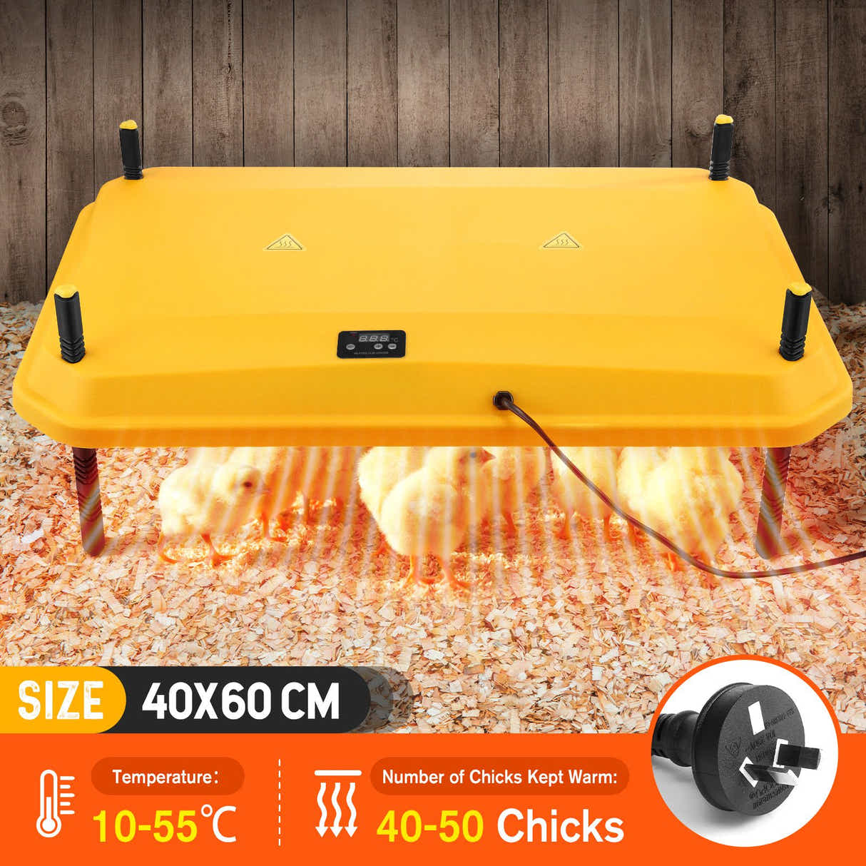 DS BD Chick Brooder Heating Plate 40x60cm 40 to 50 Chicks Adjustable Height
