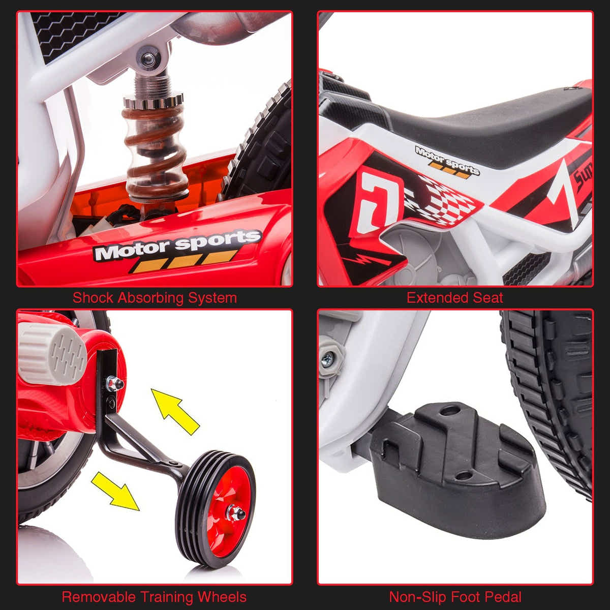 DS BD Kids Off-Road Ride-On Toy Electric 12V Battery Bike Wheel 2 Speeds Red