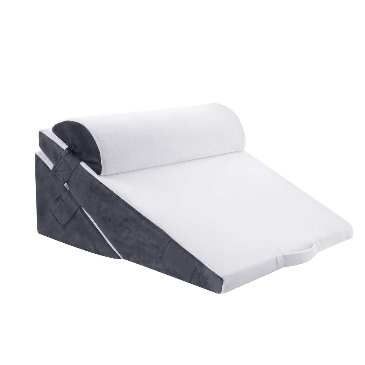 DS BD 3 Piece Bed Wedge Pillow Set Back Support Fabric Backrest Cushion Grey