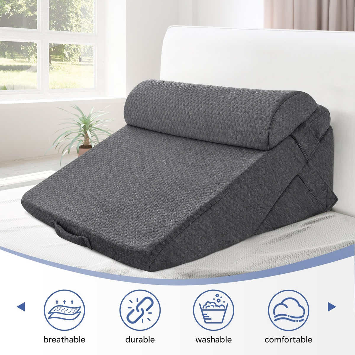 DS BD Wedge Pillow Triangle Bed Cushion Memory Foam Cooling Gel Neck Back