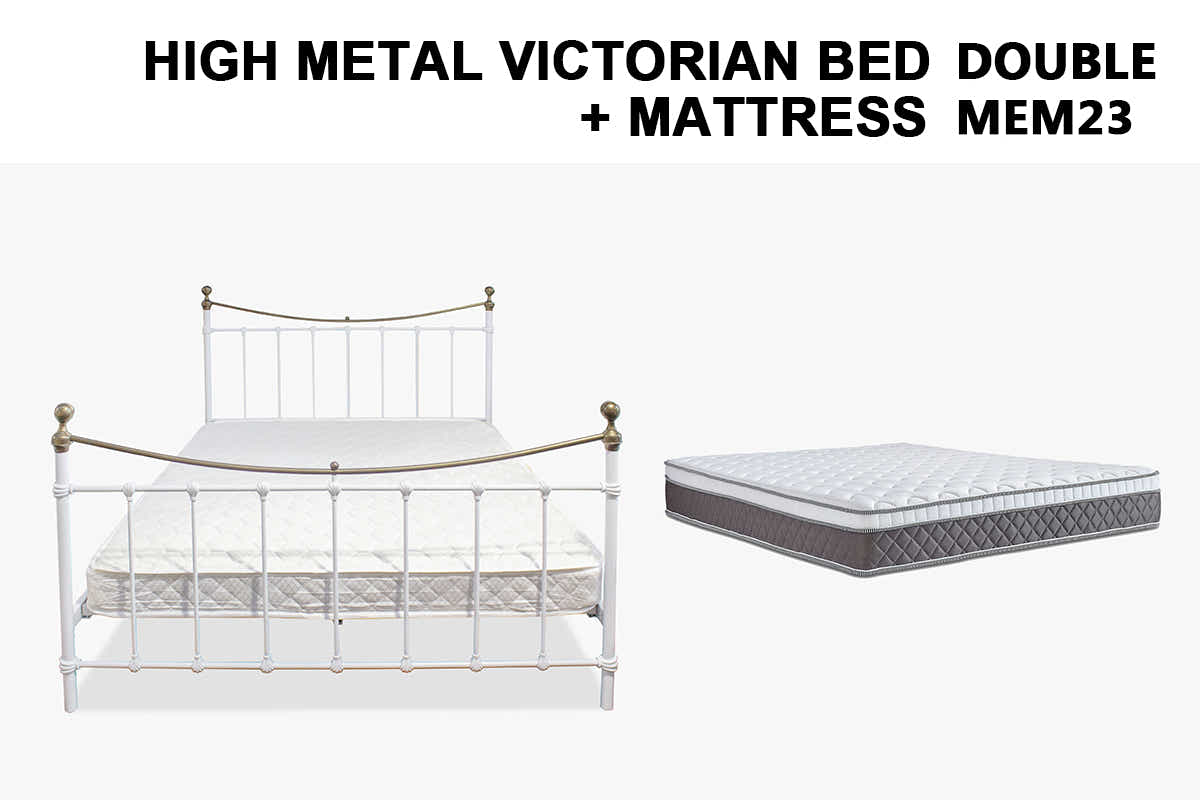 Victorian High Bed with MEM23 Mattress Combo - Double
