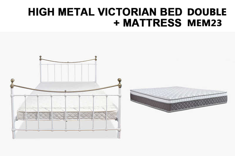 Victorian High Bed with MEM23 Mattress Combo - Double