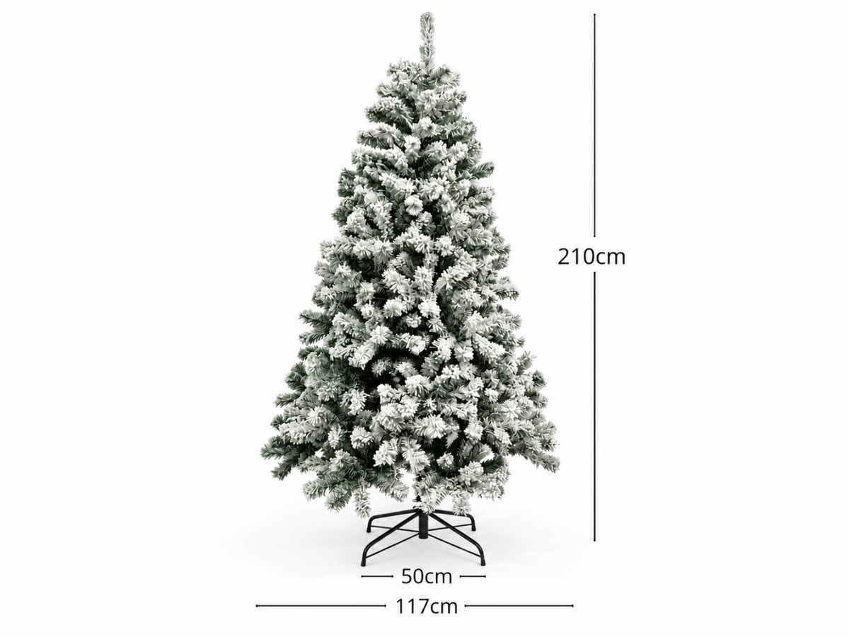 DS Christmas Tree Flocked Tips with Lights - 7Ft/210cm