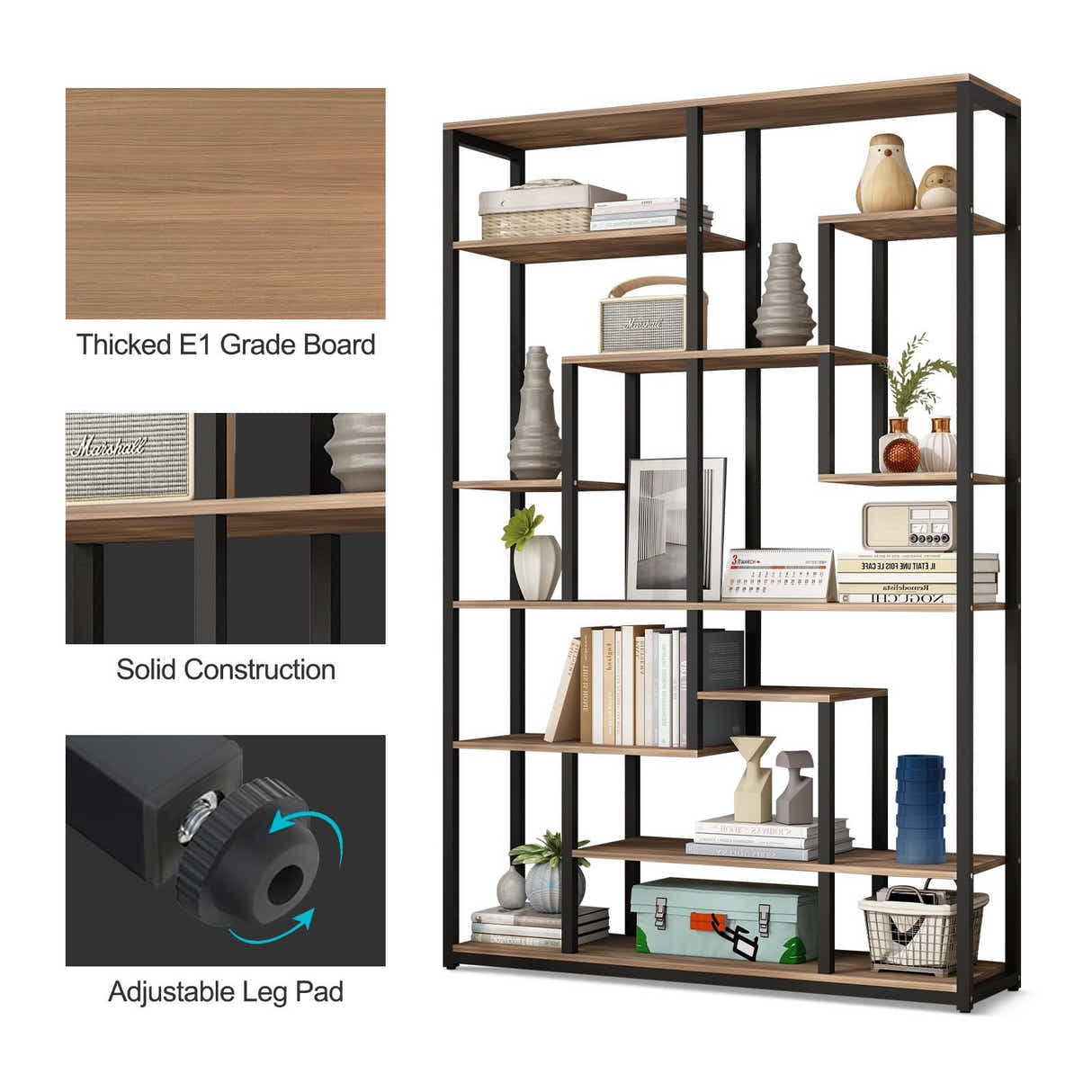 DS BD Bookshelf 7 Tier Shelf CD DVD Photo Storage Media Rack Plant Metal Black