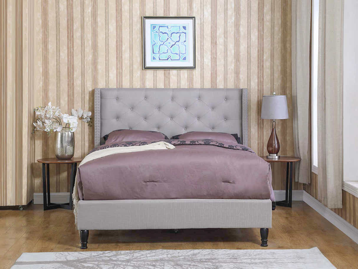New Lisbeth Bed Frame Grey & Euro Top Mattress J32 - Queen
