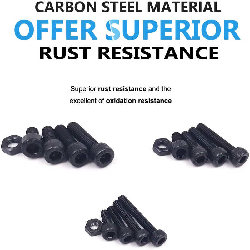 DS BS 500pcs Carbon Steel Socket Cap Screws Hex Head Bolt Nuts