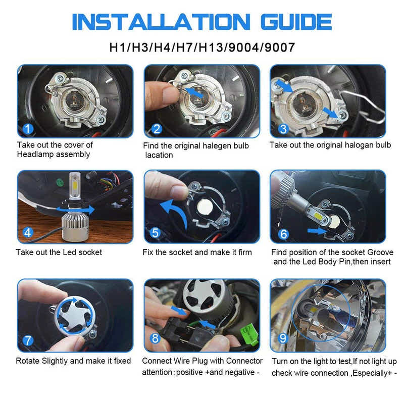 DS BS 72W 8000LM LED Bulbs Car Headlamp Conversion Kits-H7