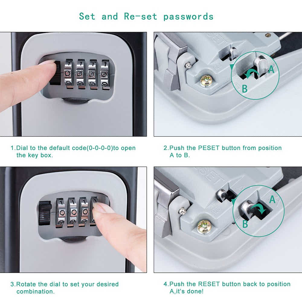 DS BS Key Storage Lock Box 4 Digit Wall Mounted