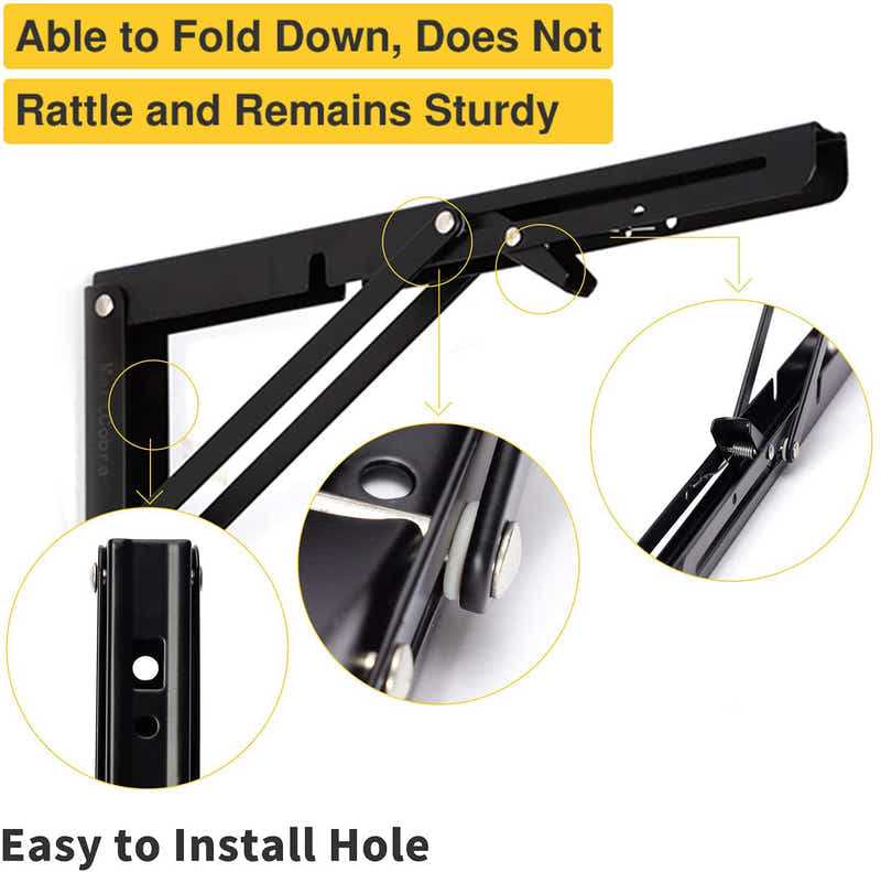 DS BS 2pcs Space Saving Wall Mounted DIY Folding Shelf Brackets-35x17cm