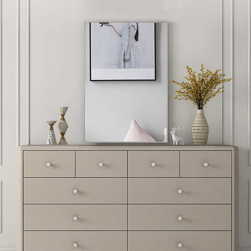 DS BS Aluminum Alloy Frame Rectangular HD Wall Mirror 70 x 50 cm White