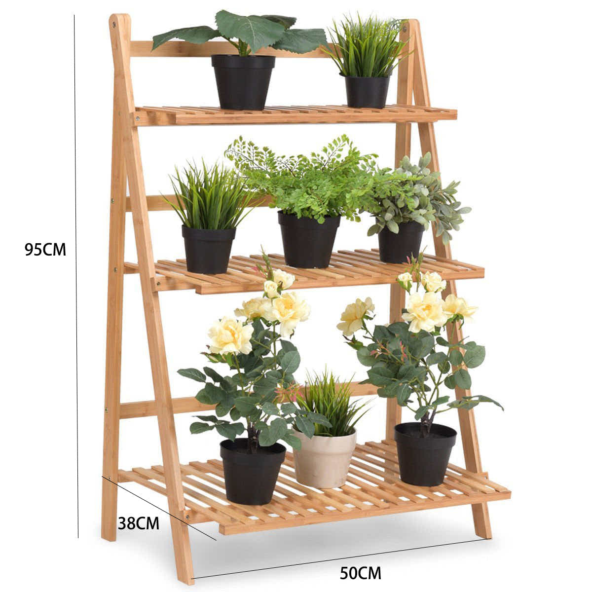DS BS 3 Tier Foldable Bamboo Deco Plant Rack