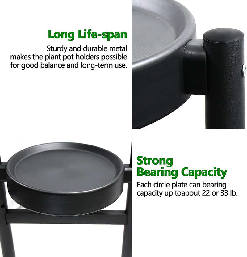 DS BS 4 Tier Steel Frame Plant Stands Flower Pots Holder-Black