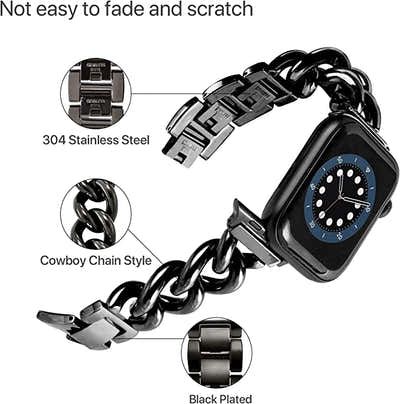 DS BS Stainless Steel  Bracelet  With Apple Watch Band for 42MM 44MM 45MM-Black