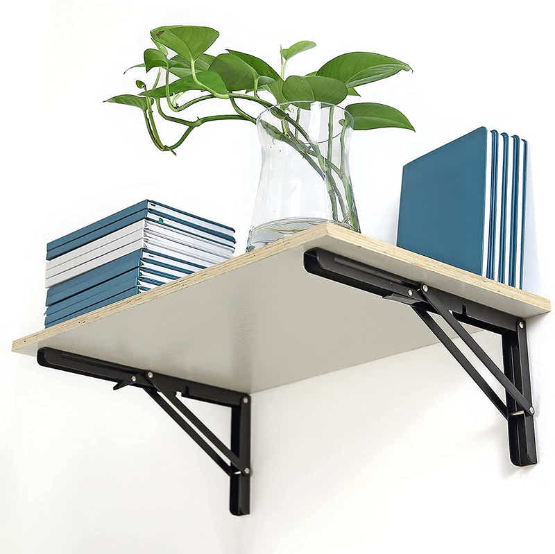 DS BS 2pcs Space Saving Wall Mounted DIY Folding Shelf Brackets-35x17cm