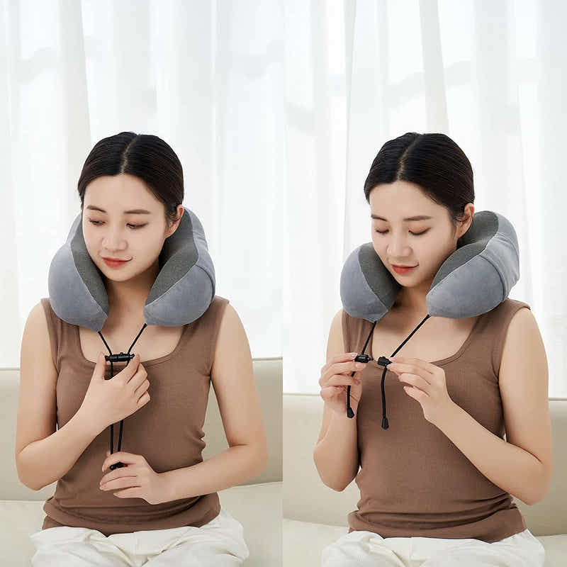 DS BS 4Pcs Airplane Travel Kit With Neck Pillow,Eye Masks,Earplugs-Grey