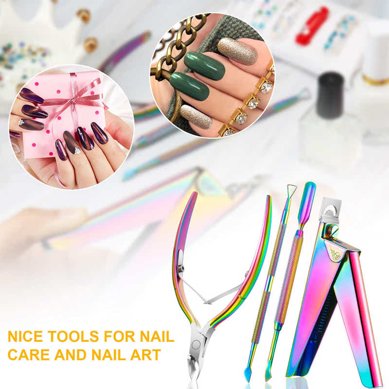 DS BS Nail Clippers 4 in 1 Set for Acrylic Nails-Chrome