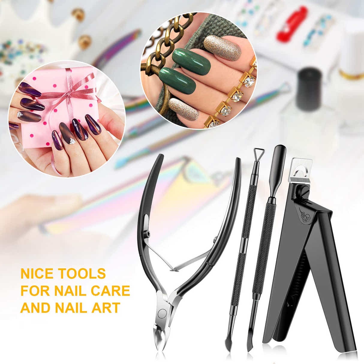 DS BS Nail Clippers 4 in 1 Set for Acrylic Nails-Black