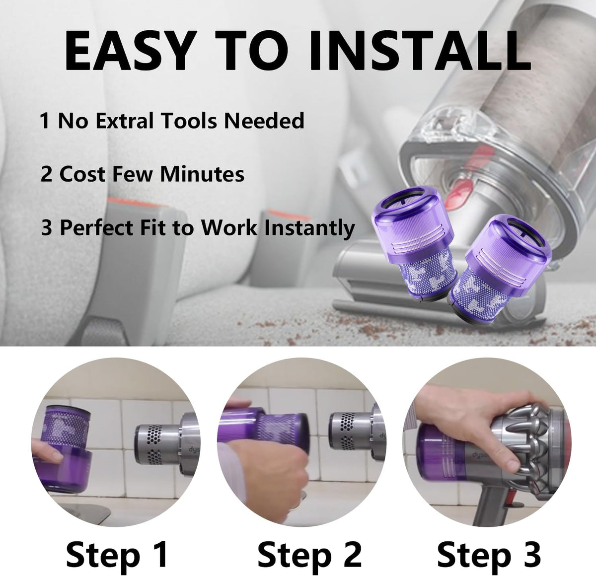 DS BS 4Pack Replacement Filter for Dyson Cordless Vacuum V11 TSB Living