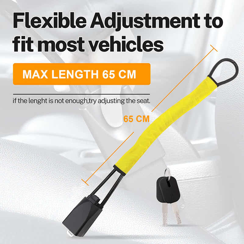 DS BS Universal Anti-Theft Steering Wheel Steel Wire Lock-Yellow