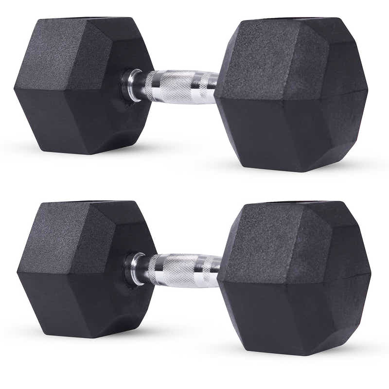 DS BS Rubber Encased Hex Dumbbell Hand Weight 2 x 20kg