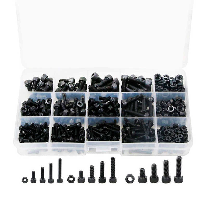 DS BS 500pcs Carbon Steel Socket Cap Screws Hex Head Bolt Nuts