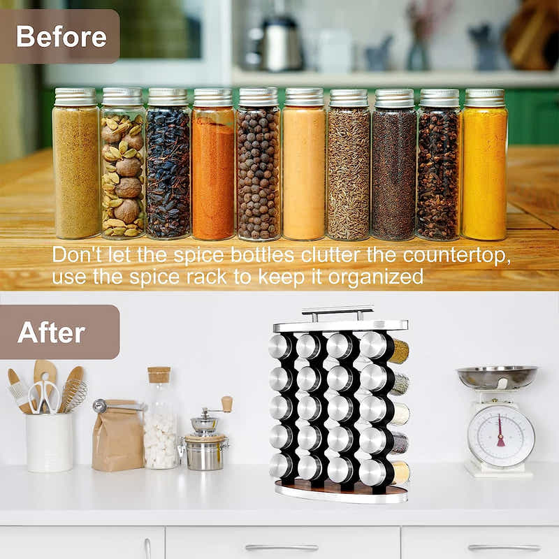 DS BS Standing 20-Jar Countertop Spice Rack with handle