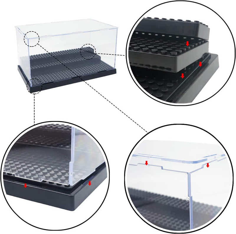 DS BS Minifigure Action Figures Blocks Display Case-Gray