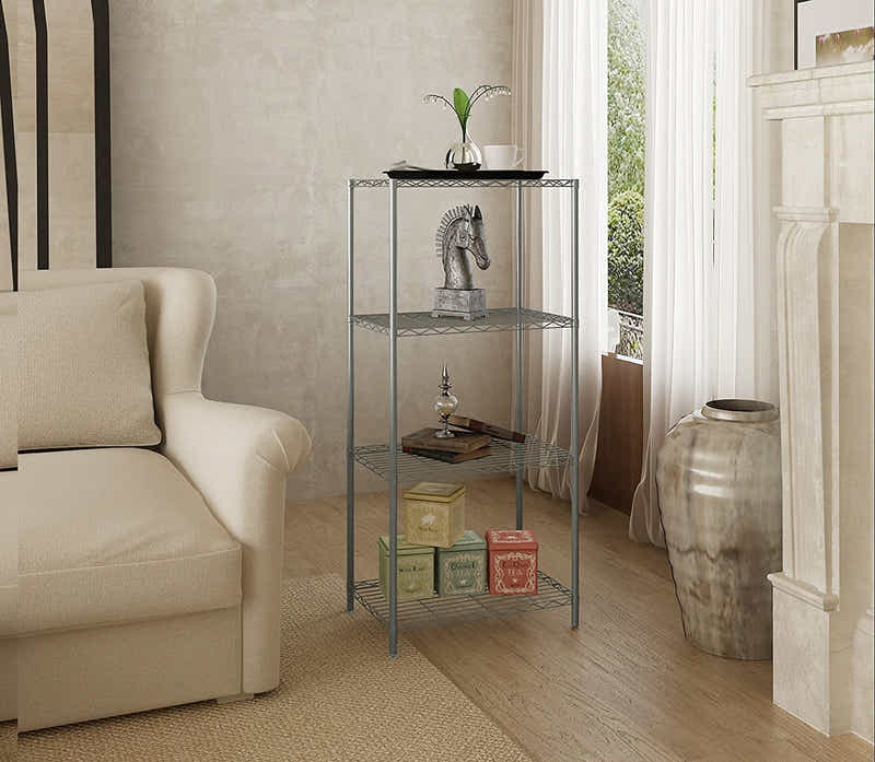 DS BS 4 Shelf Wire Shelving Metal Storage Rack-Gray