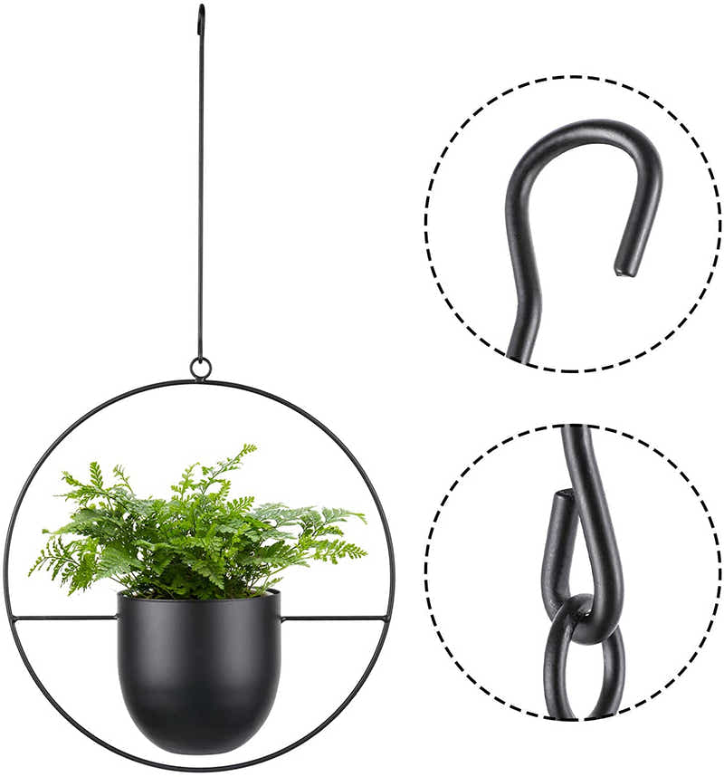 DS BS Minimalist Metal Plant Hanger Round Shape-Black