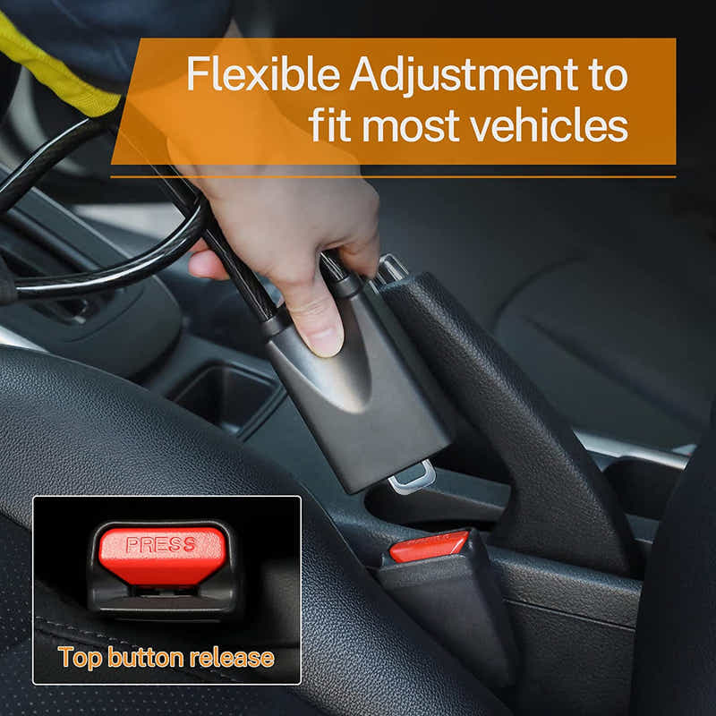 DS BS Universal Anti-Theft Steering Wheel Steel Wire Lock-Yellow