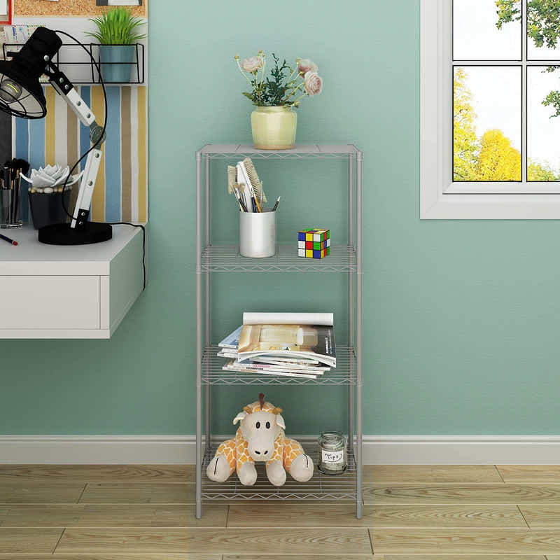 DS BS 4 Shelf Wire Shelving Metal Storage Rack-Gray