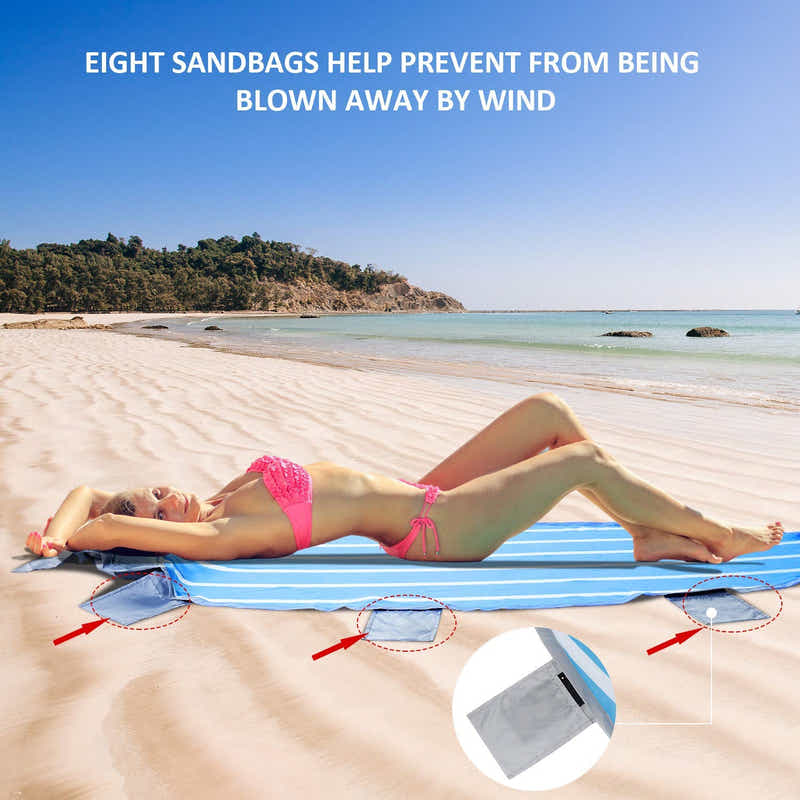 DS BS Outdoor Oversized Picnic Mat Beach Blanket with Inflatable Pillow