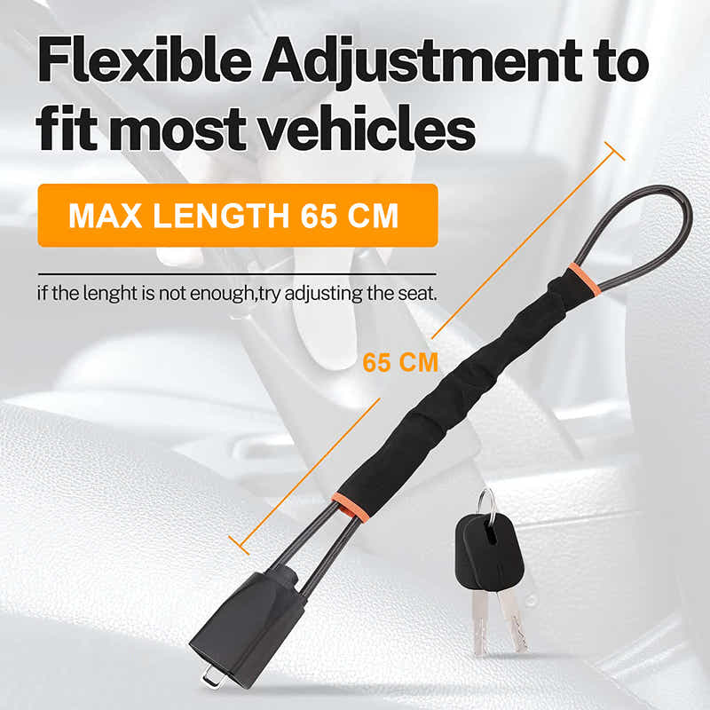 DS BS Universal Anti-Theft Steering Wheel Steel Wire Lock-Black