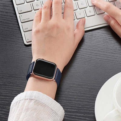 DS BS Leather Bands Compatible With Apple Watch Band for 38MM 40MM 41MM-Blue