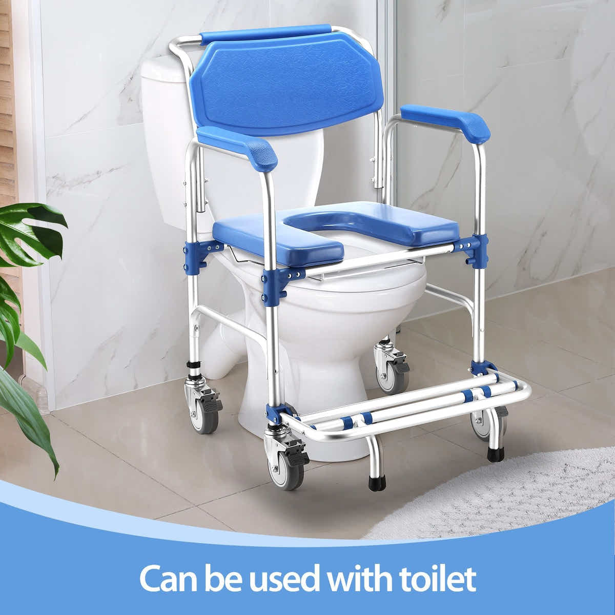DS BD Commode Shower Chair Toilet Wheelchair 3in1 Bath Stool Bathroom Bedside