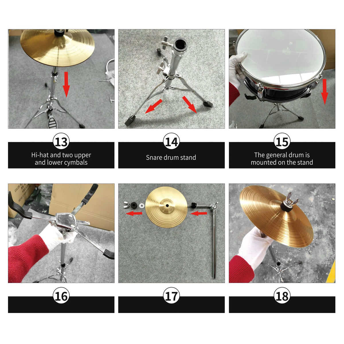 DS BD Melodic 5 Piece Kids Junior Drum Set w/ Hi Hat Cymbals Kick Pedal Stool