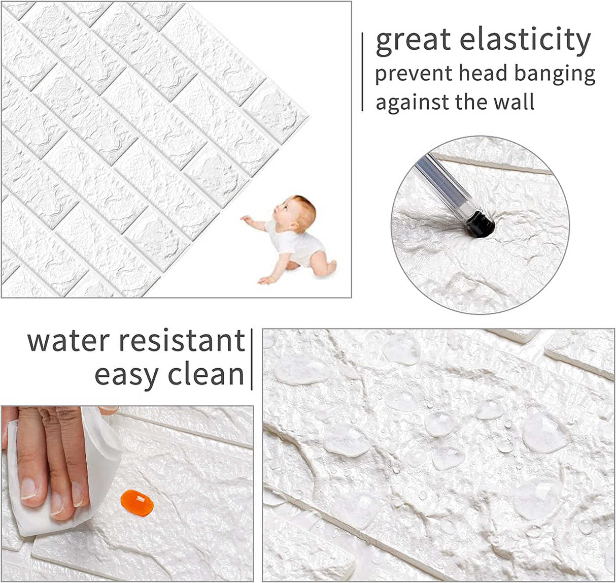 DS BS 5Pcs 3D Brick Self Adhesive Wallpaper Panels 70X75CM-Marble