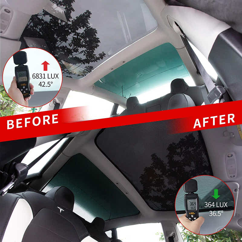 DS BS  Two-Layer Glass Roof Sunshade Set for Tesla Model 3
