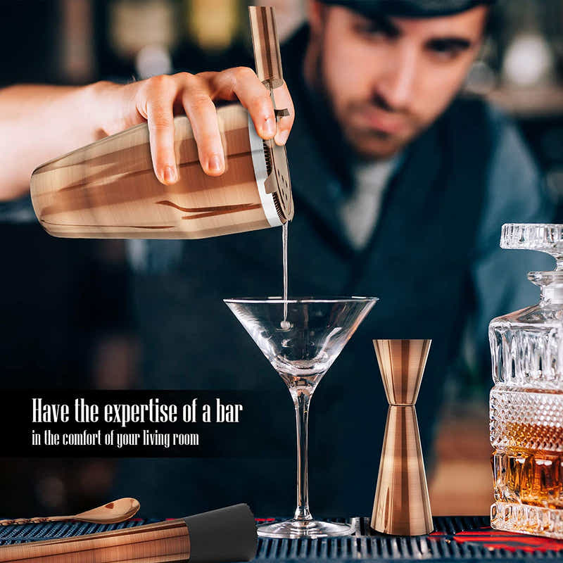 DS BS 11 Pcs Premium 550ml Cocktail Shaker Set Bartender Kit-RoseGold