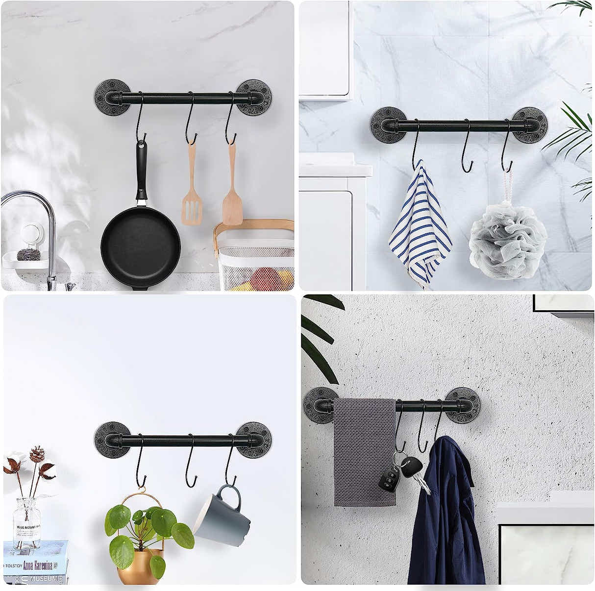 DS BS Industrial Pipe Towel Rack Towel Bar-60CM
