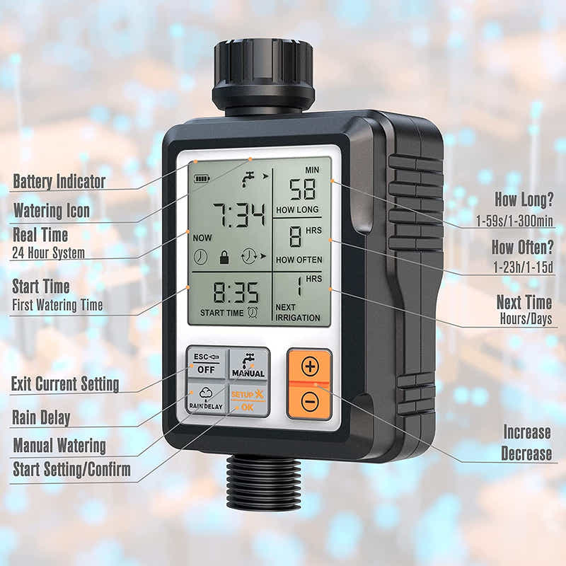 DS BS Double Outlet Water Timer for Garden Hose Faucet