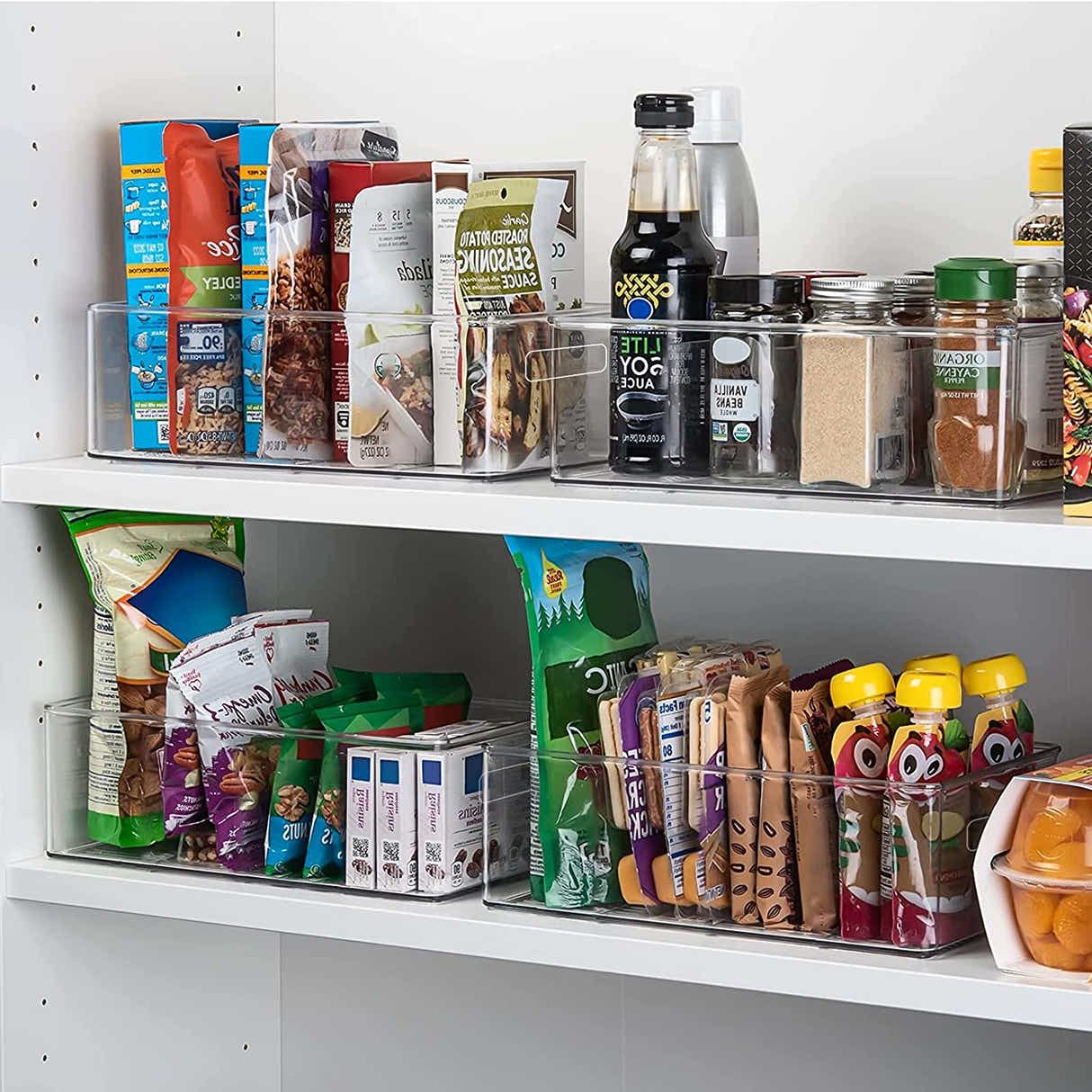 DS BS 5Pcs Clear Refrigerator Organizer with Cutout Handles