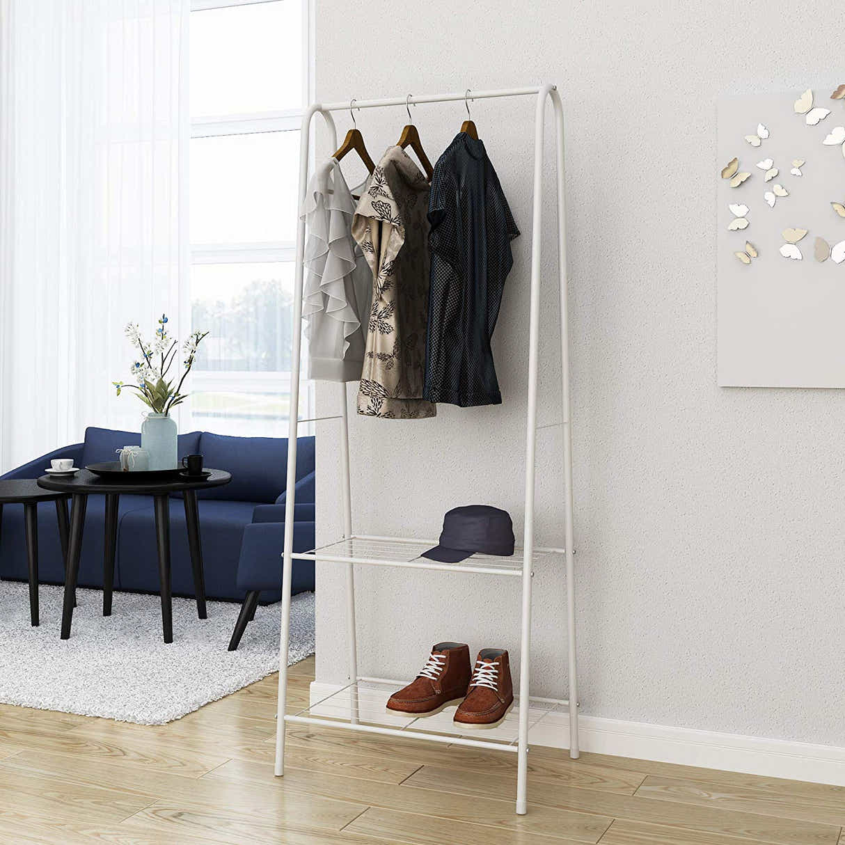 DS BS Entryway Clothes Rack Storage with Shelf
