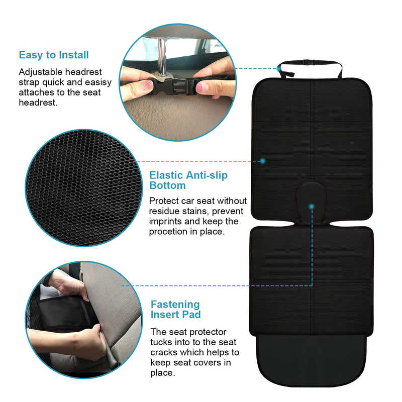 DS BS Car Seat Protector for Child Car Seat with Mesh Pockets